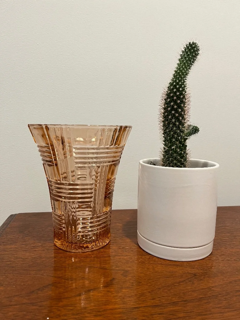 Pink Depression Era glass vase